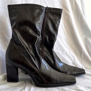 Franco Sarto Chunky Heel Dark Brown Ankle Boots - Size 8.5